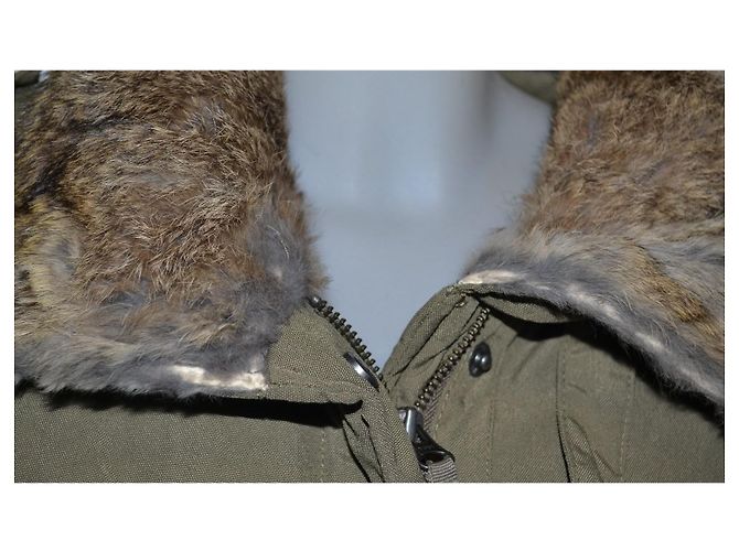 Parka Woolrich para mujer con ribete de piel, Caqui - vista 3