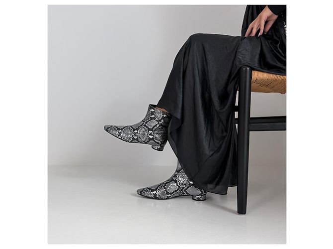 Botines Balenciaga de piel grabada efecto piel de serpiente plateada Negro Gris - vista 10