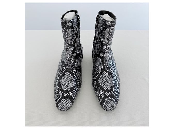 Botines Balenciaga de piel grabada efecto piel de serpiente plateada Negro Gris - vista 4