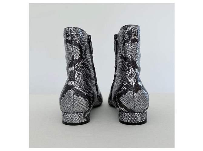 Botines Balenciaga de piel grabada efecto piel de serpiente plateada Negro Gris - vista 7
