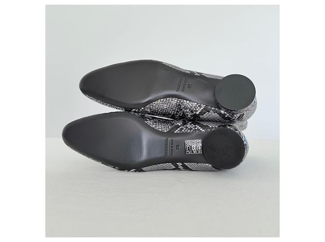 Botines Balenciaga de piel grabada efecto piel de serpiente plateada Negro Gris - vista 9