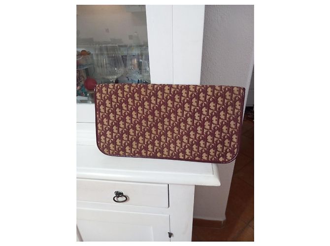Borsa Christian Dior Monogram Oblique Bordeaux Rosa Bianco - vista 2