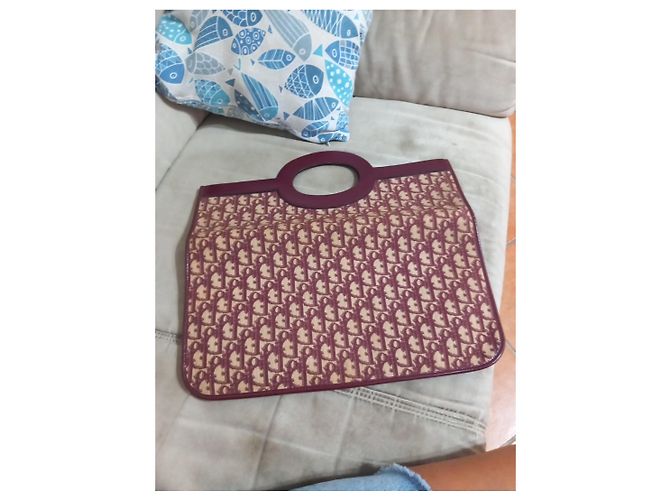 Borsa Christian Dior Monogram Oblique Bordeaux Rosa Bianco - vista 5