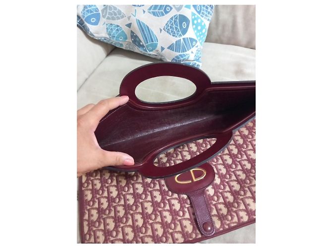 Borsa Christian Dior Monogram Oblique Bordeaux Rosa Bianco - vista 8