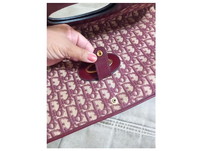 Borsa Christian Dior Monogram Oblique Bordeaux Rosa Bianco - vista 9