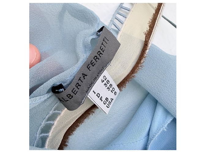 Alberta Ferretti Hellblaues Besticktes Seiden-Minikleid Schwarz Weiß - Ansicht 7