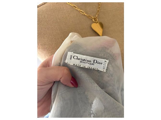 Christian Dior kurze Spitzenbluse aus Seide Schwarz Weiß - Ansicht 10