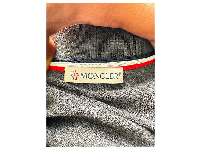 Polo Moncler Maglia com patch de logo em algodão cinza - vista 14