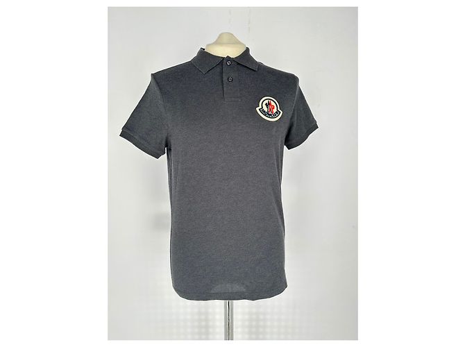 Polo Moncler Maglia com patch de logo em algodão cinza - vista 30