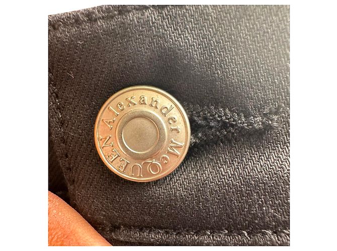 Jeans slim-fit in cotone nero con logo ricamato Alexander Mcqueen - vista 12