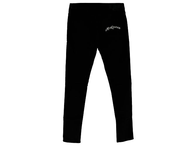 Jeans slim-fit in cotone nero con logo ricamato Alexander Mcqueen - vista 2