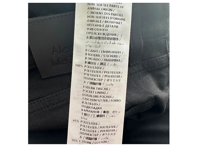 Jeans slim-fit in cotone nero con logo ricamato Alexander Mcqueen - vista 9