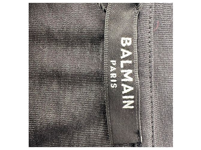 T-shirt Balmain in cotone nero con logo flockato - vista 8