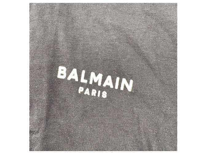 T-shirt Balmain in cotone nero con logo flockato - vista 9