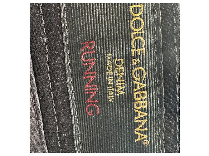 Jeans Slim-Fit in cotone nero con patch logo Dolce & Gabbana - vista 12
