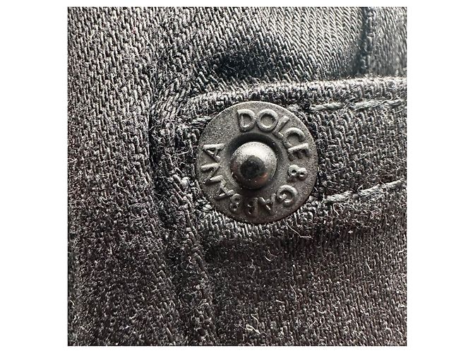 Jeans Slim-Fit in cotone nero con patch logo Dolce & Gabbana - vista 14