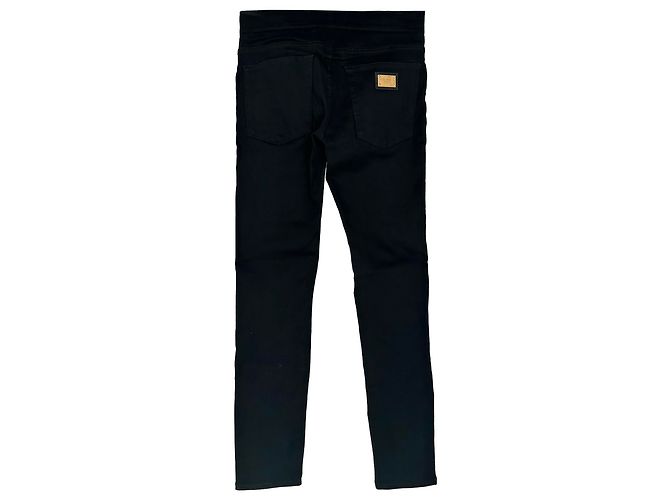 Jeans Slim-Fit in cotone nero con patch logo Dolce & Gabbana - vista 2