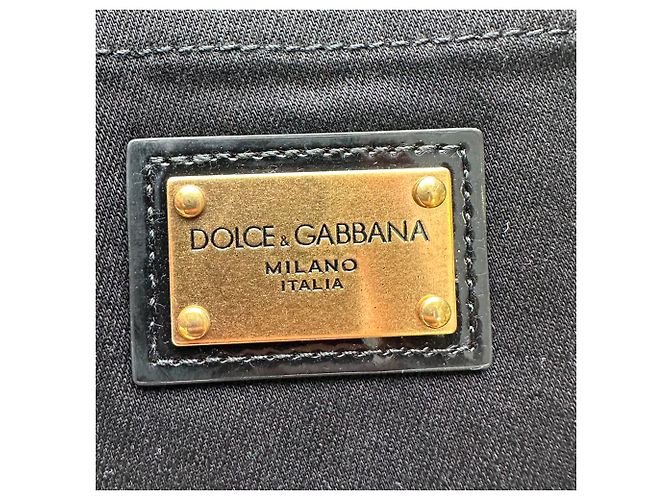 Jeans Slim-Fit in cotone nero con patch logo Dolce & Gabbana - vista 21