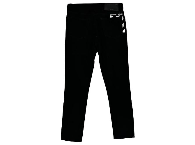 Off White Jeans skinny Off-White Diag-Striped in cotone nero - vista 2