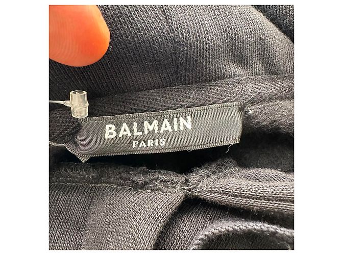 Balmain Hoodie mit besticktem Logo aus schwarzer Baumwolle - Ansicht 10