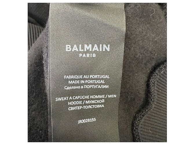 Balmain Hoodie mit besticktem Logo aus schwarzer Baumwolle - Ansicht 12