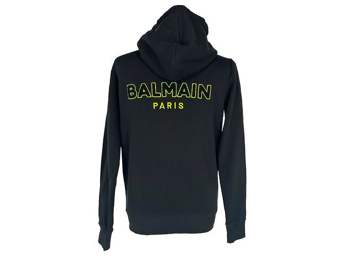 Balmain Hoodie mit besticktem Logo aus schwarzer Baumwolle - Ansicht 3