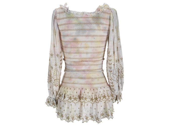 Mini abito Loveshackfancy Celia Tie-Dye in viscosa multicolore - vista 3