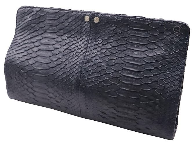 Autre Marque Borsa a pochette grande Elisabeth Weinstock in pelle di serpente nera Stampa python - vista 3