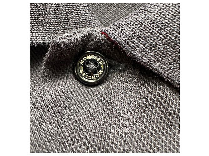 Polo Moncler com patch de logo em algodão azul marinho - vista 11