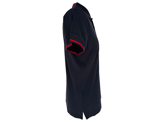 Polo Moncler com patch de logo em algodão azul marinho - vista 2