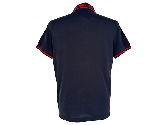 Polo Moncler com patch de logo em algodão azul marinho - vista 3