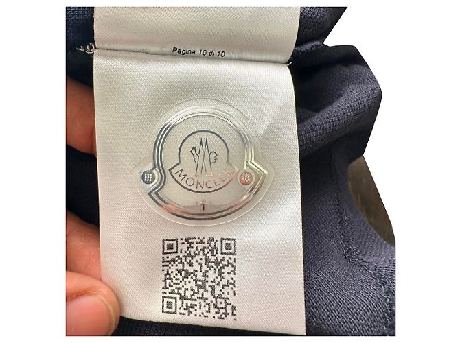 Polo Moncler com patch de logo em algodão azul marinho - vista 5