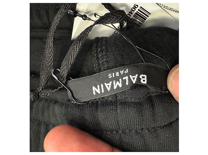 Pantaloni jogger Balmain in cotone nero con logo ricamato - vista 11