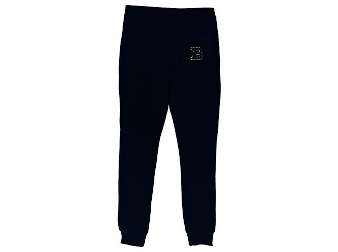 Pantaloni jogger Balmain in cotone nero con logo ricamato - vista 2