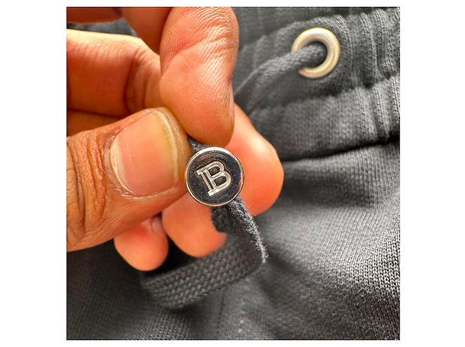 Balmain Jogginghose mit Foil Tape Logo aus schwarzer Baumwolle - Ansicht 10