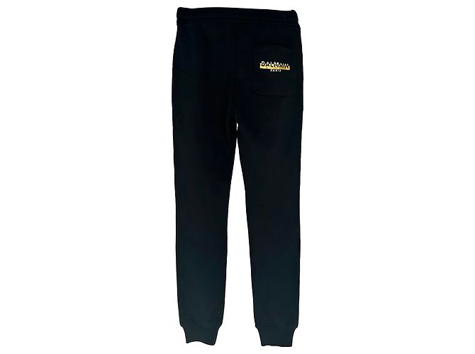 Balmain Jogginghose mit Foil Tape Logo aus schwarzer Baumwolle - Ansicht 2