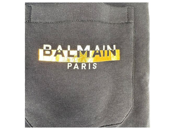 Balmain Jogginghose mit Foil Tape Logo aus schwarzer Baumwolle - Ansicht 3
