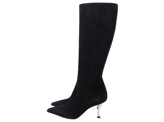 Christian Dior Botas altas de tacón Dior en ante negro - vista 4