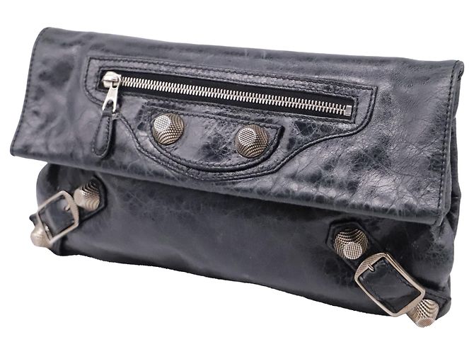 Borsa a busta Balenciaga Giant 21 Envelope in pelle nera Nero - vista 2