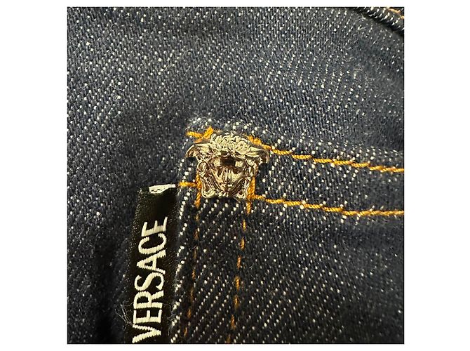 Jeans Versace Tailor-Fit in cotone blu navy - vista 24