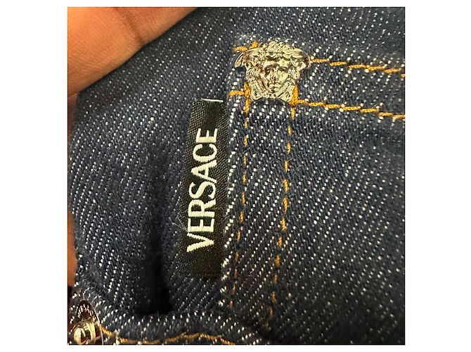 Jeans Versace Tailor-Fit in cotone blu navy - vista 25