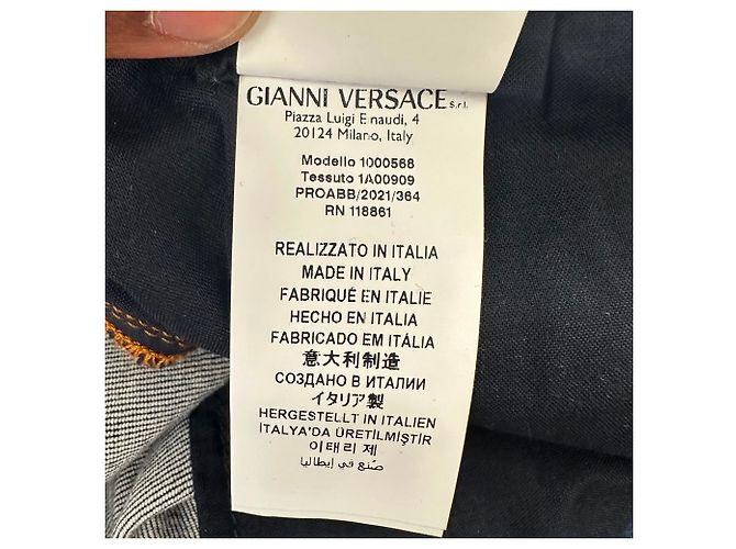 Jeans Versace Tailor-Fit in cotone blu navy - vista 6