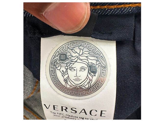 Jeans Versace Tailor-Fit in cotone blu navy - vista 8