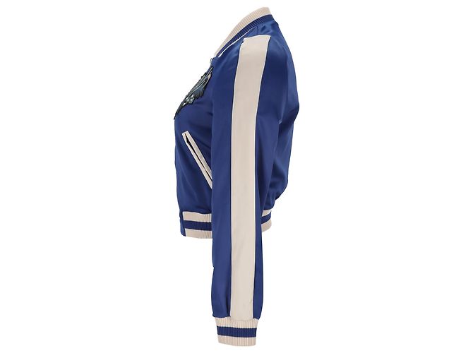 Maje Bacary bestickte Bomberjacke aus blauem Polyester - Ansicht 2