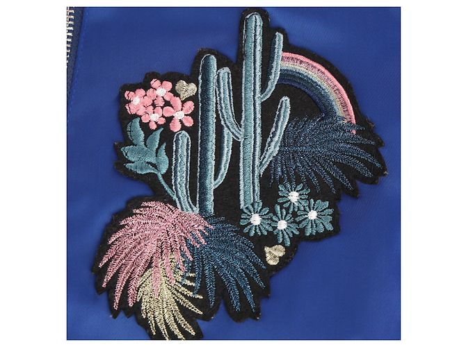 Maje Bacary bestickte Bomberjacke aus blauem Polyester - Ansicht 4
