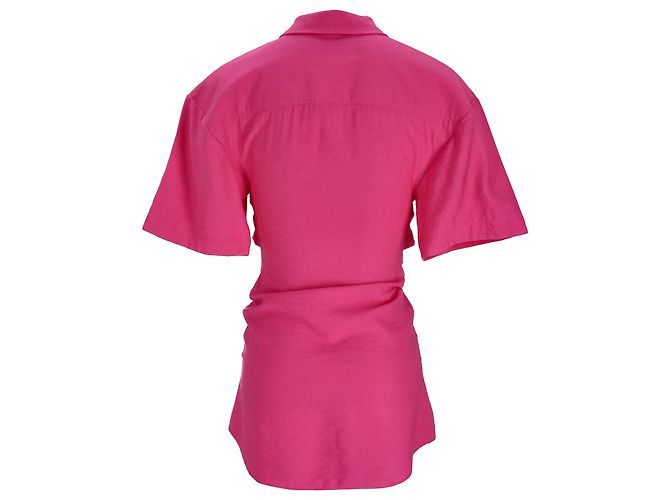 Mini abito Jacquemus La Chemise Arles con ritagli in viscosa rosa - vista 3