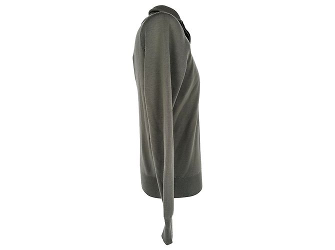 Tom Ford Half-Zip Knitted Sweater in Grey Wool - view 2