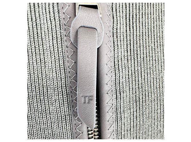 Tom Ford Half-Zip Knitted Sweater in Grey Wool - view 4