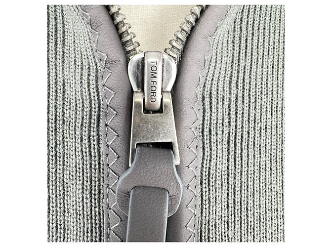 Tom Ford Half-Zip Knitted Sweater in Grey Wool - view 5