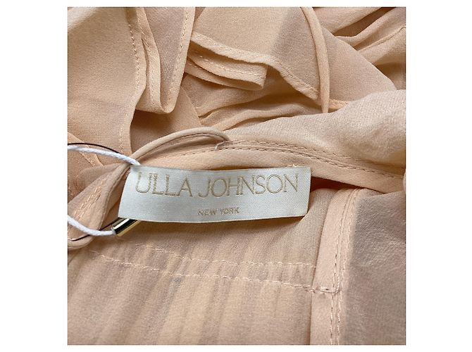 Vestido Florella de seda e chiffon com folhos Ulla Johnson em seda Peach Pescaria - vista 7